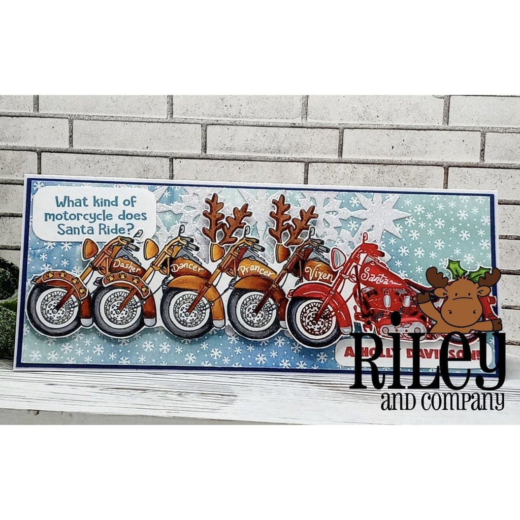 Riley And Company Funny Bones Holly Davidson Cling Rubber Stamp rwd-1200 motorcycles