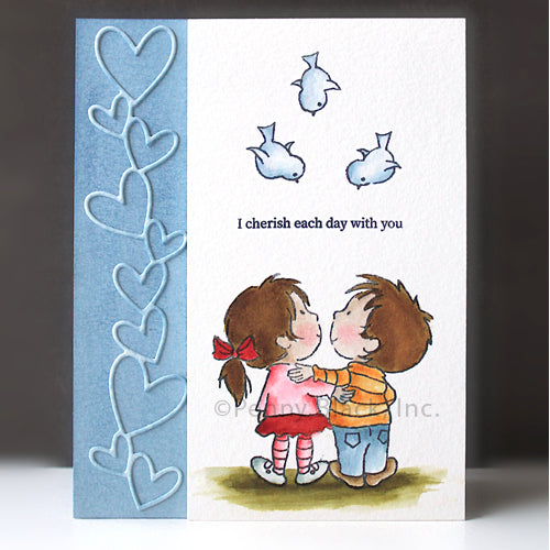Penny Black Cute Couple Clear Stamp and Die Set blue birds