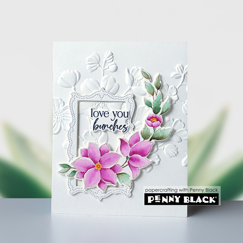 Penny Black Heart Bloom Clear Stamp and Die Set love you