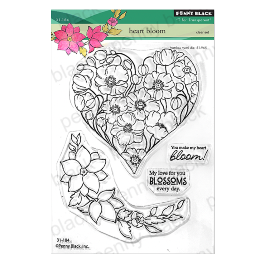 Penny Black Heart Bloom Clear Stamps 31-184