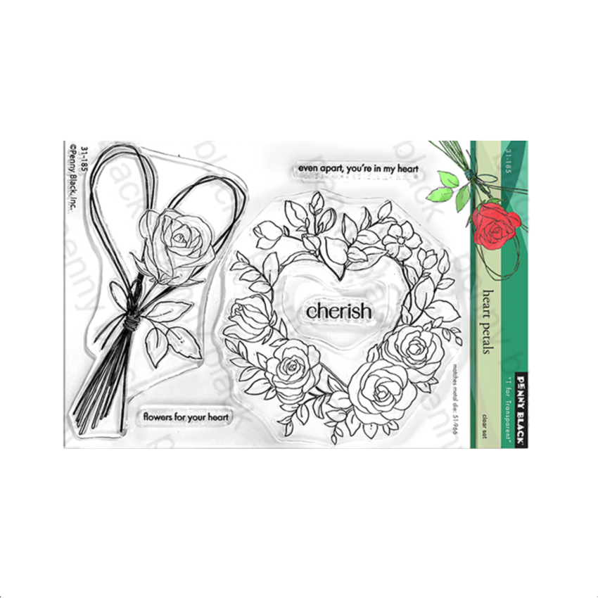 Penny Black Heart Petals Clear Stamps 31-185