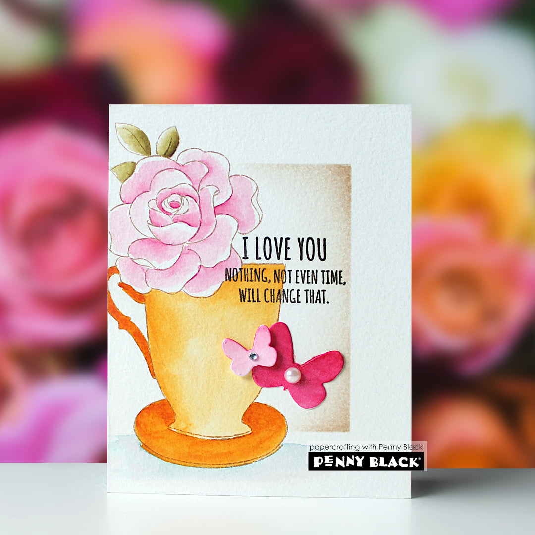 Penny Black Positivi-Tea Clear Stamp and Die Set love you