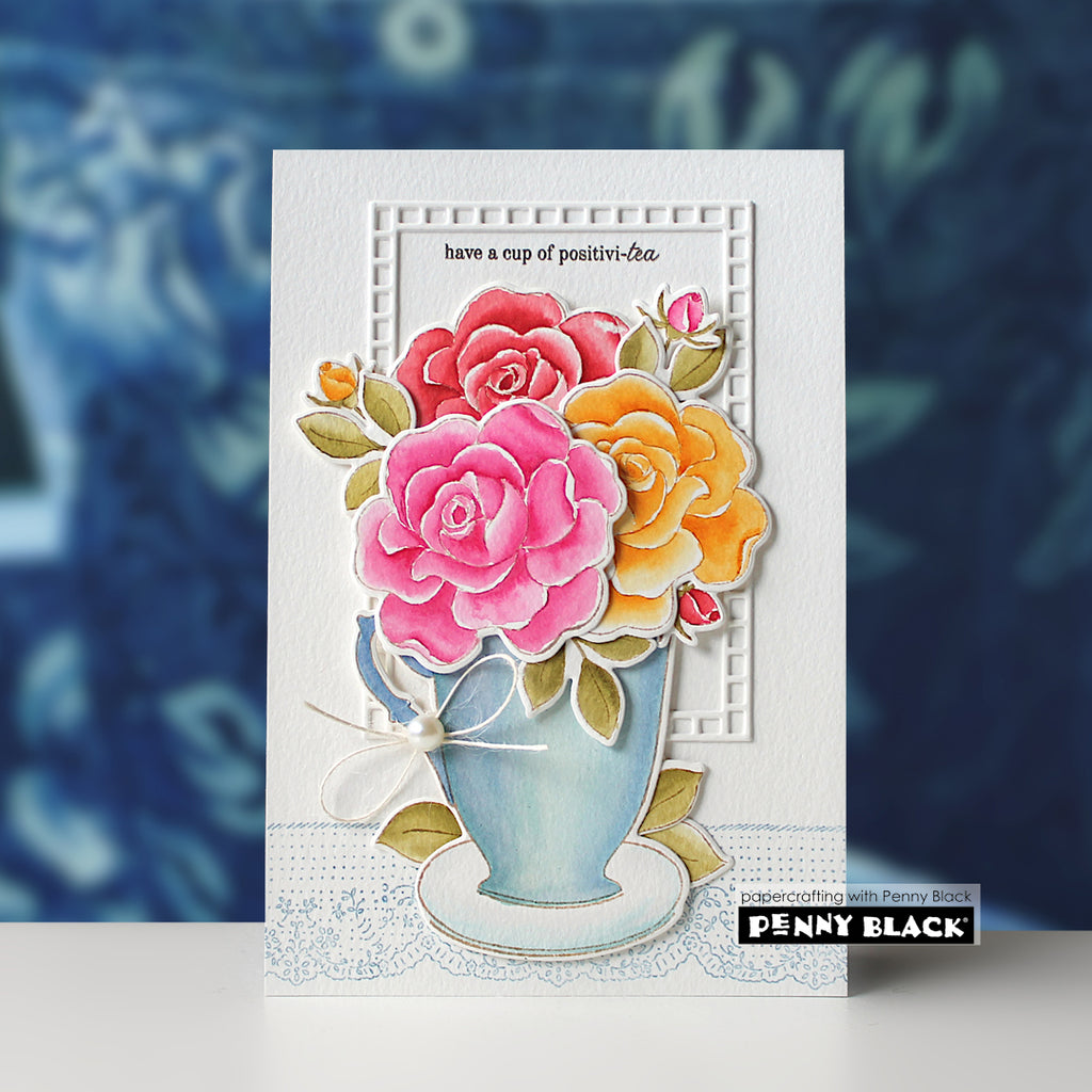 Penny Black Positivi-Tea Clear Stamps 31-116 roses