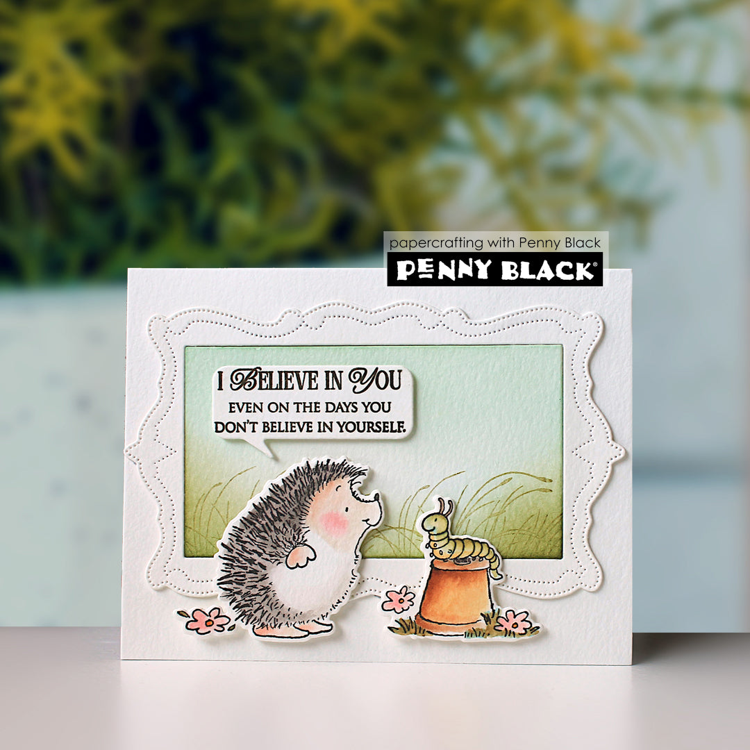 Penny Black Resilient Beliefs Clear Stamp and Die Set caterpillar