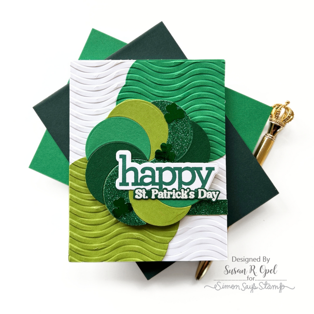 Simon Says Stamp Stencil and Wafer Dies Petal Pattern Bundle set935pp Favorite Things St. Patrick's Day Card
