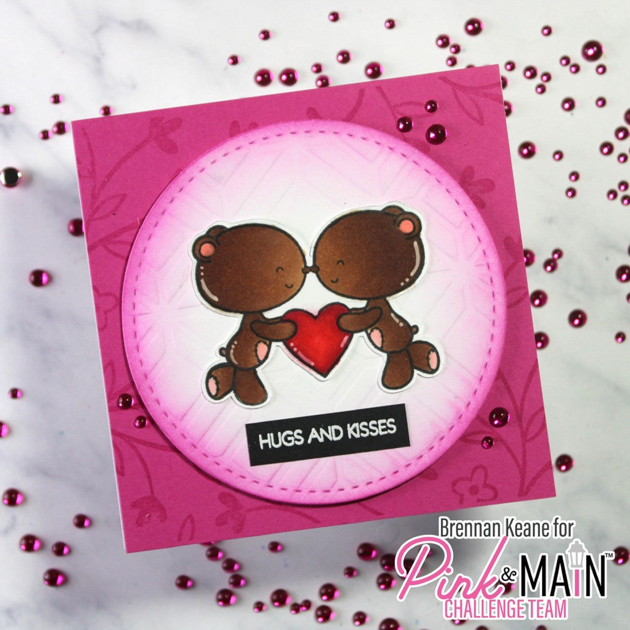 Pink and Main BEAR HUGS Dies PNM488 heart