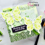 Pink and Main Brighter Days Foilables Panels pmf387 green butterflies