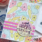 Pink and Main Bunny Hop Set 2 Foilables Sheets and Coordinating Stencils Set spring