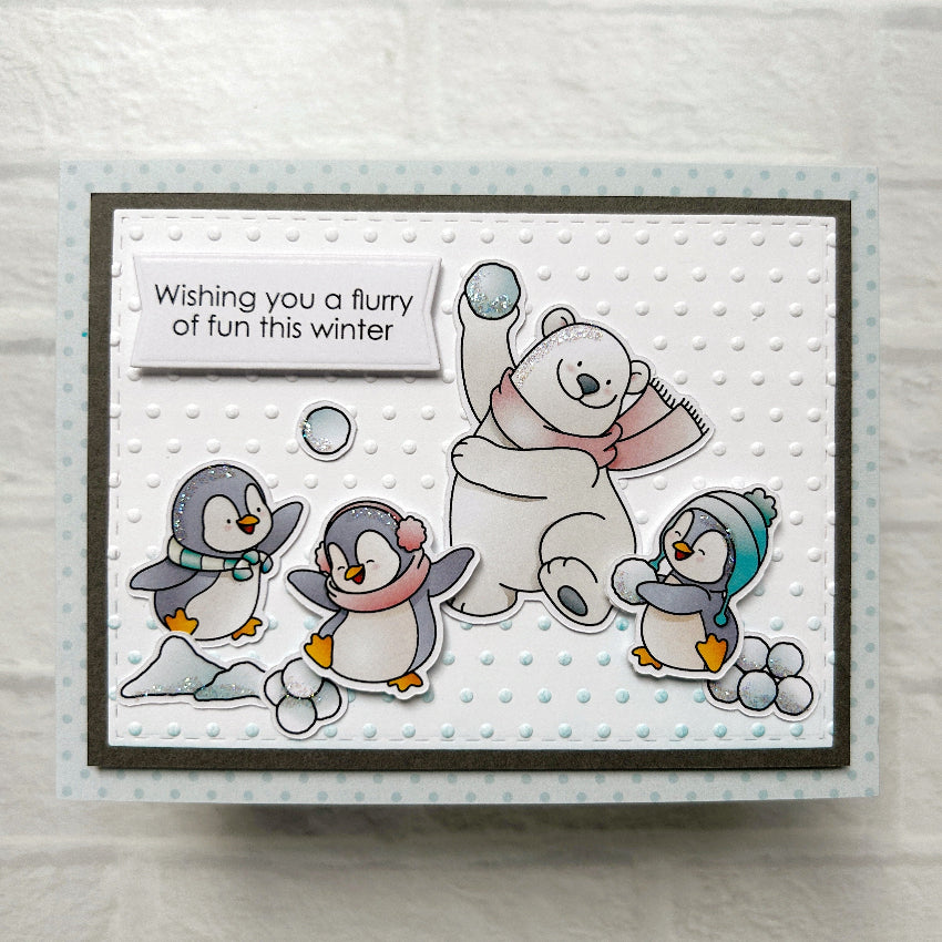 Pink and Main Flurry of Fun Clear Stamp and Die Set snowballs