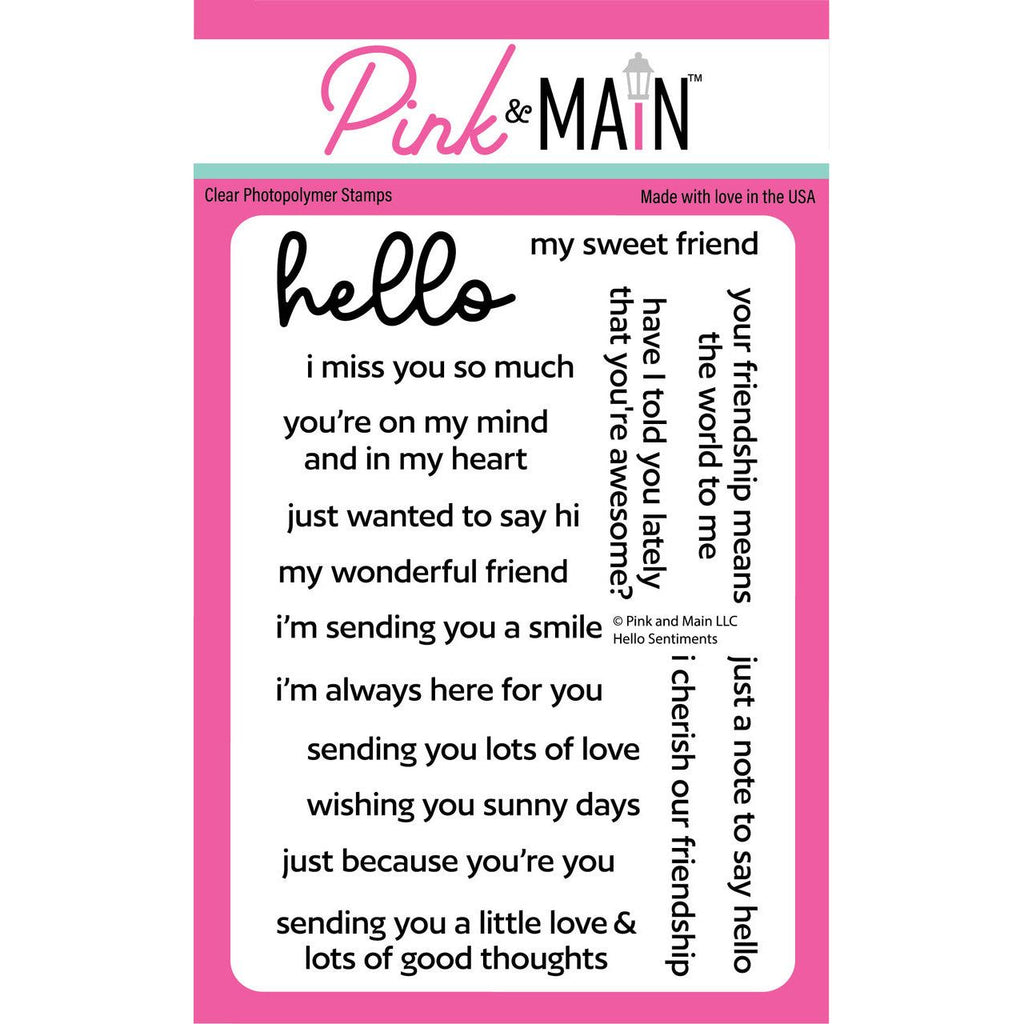 Pink and Main Hello Sentiments Clear Stamps pm0761