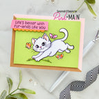 Pink and Main January Cat Clear Stamps pm0844 green background