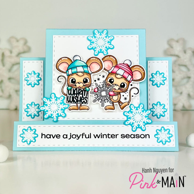 Pink and Main November Mouse Clear Stamp and Die Set joyful