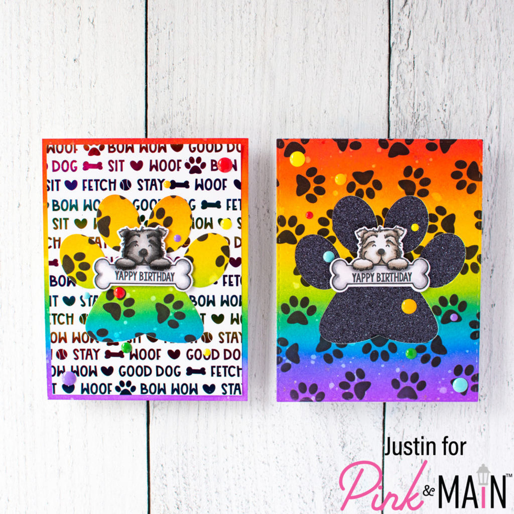 Pink and Main Paw Prints Dies PNM541 rainbow