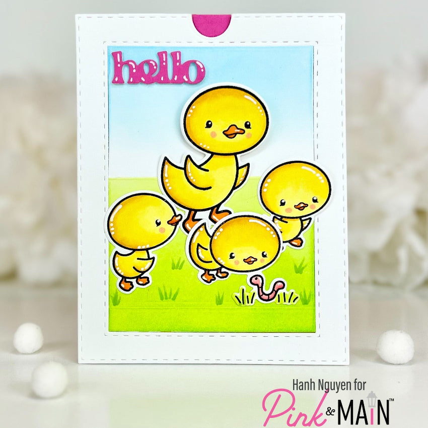 Pink and Main Quack Me Up Clear Stamp and Die Set hello