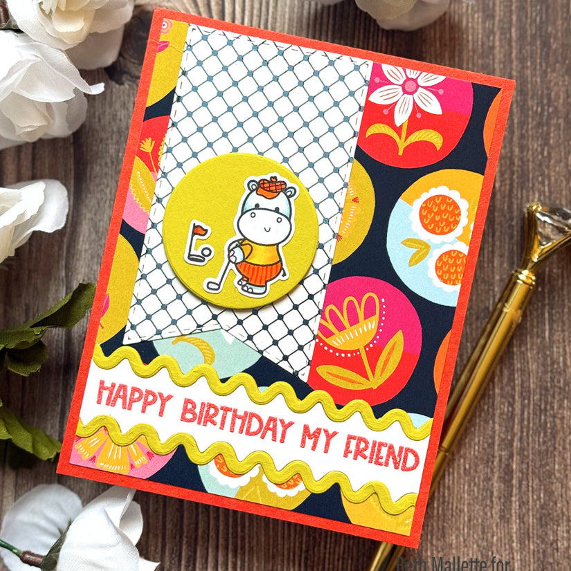Pink and Main Retirement Fun Clear Stamp and Die Set hippo