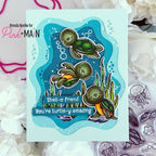 Pink and Main Ride Any Wave Clear Stamp and Die Set bubbles friend card