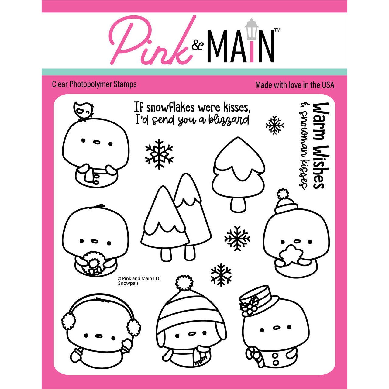 Pink and Main Snow Pals Clear Stamps pm0750