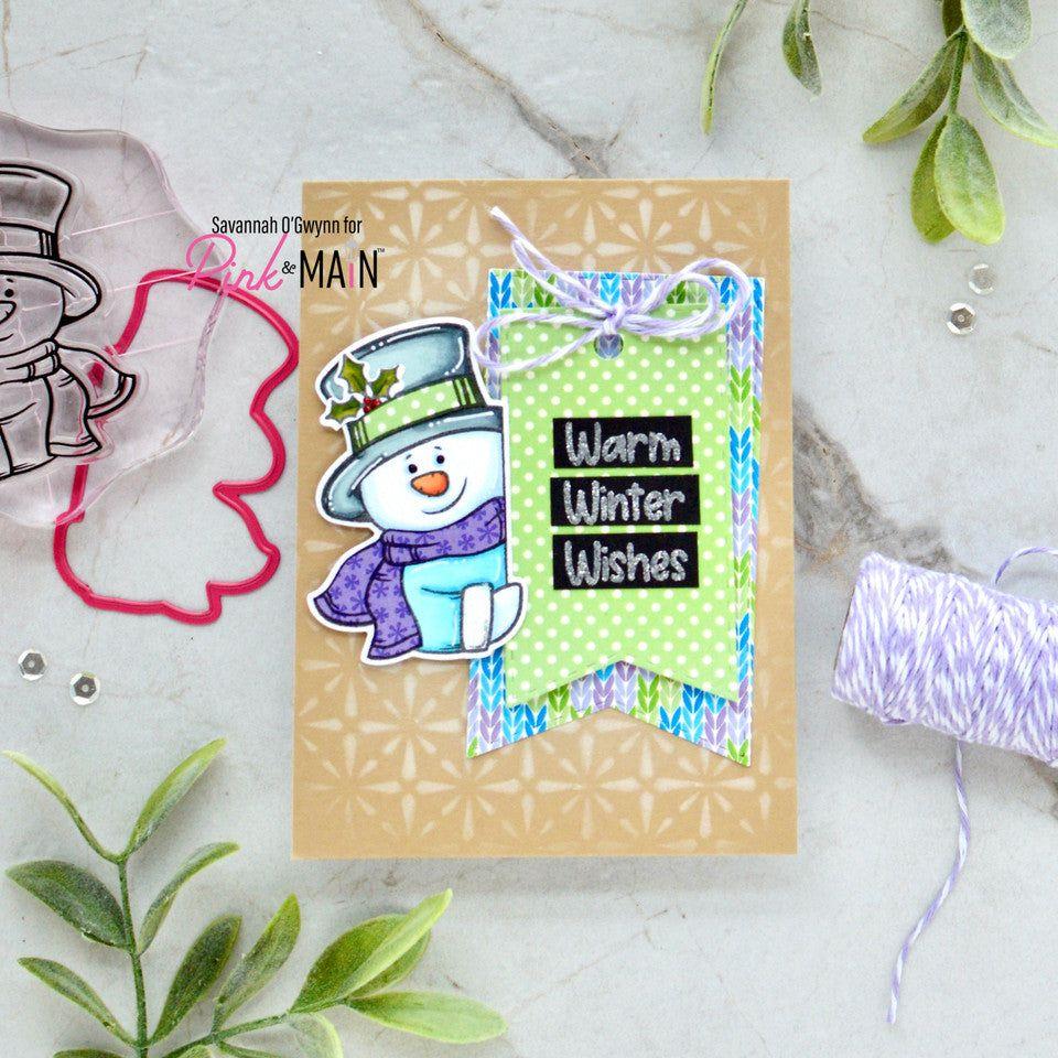 Pink and Main Snowman Peekers Clear Stamps pm0743 snowman