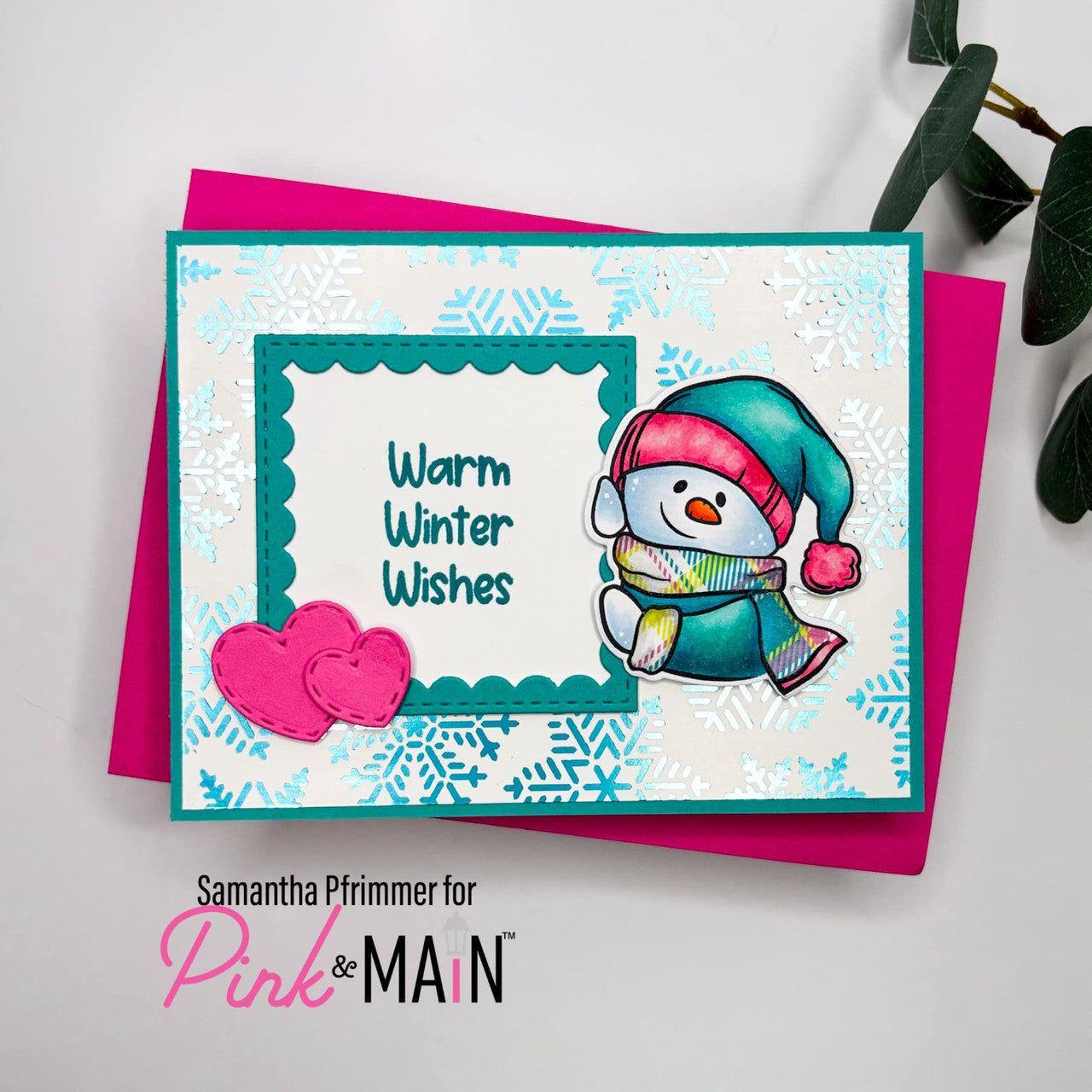 Pink and Main Snowman Peekers Dies pnm697 snowflakes