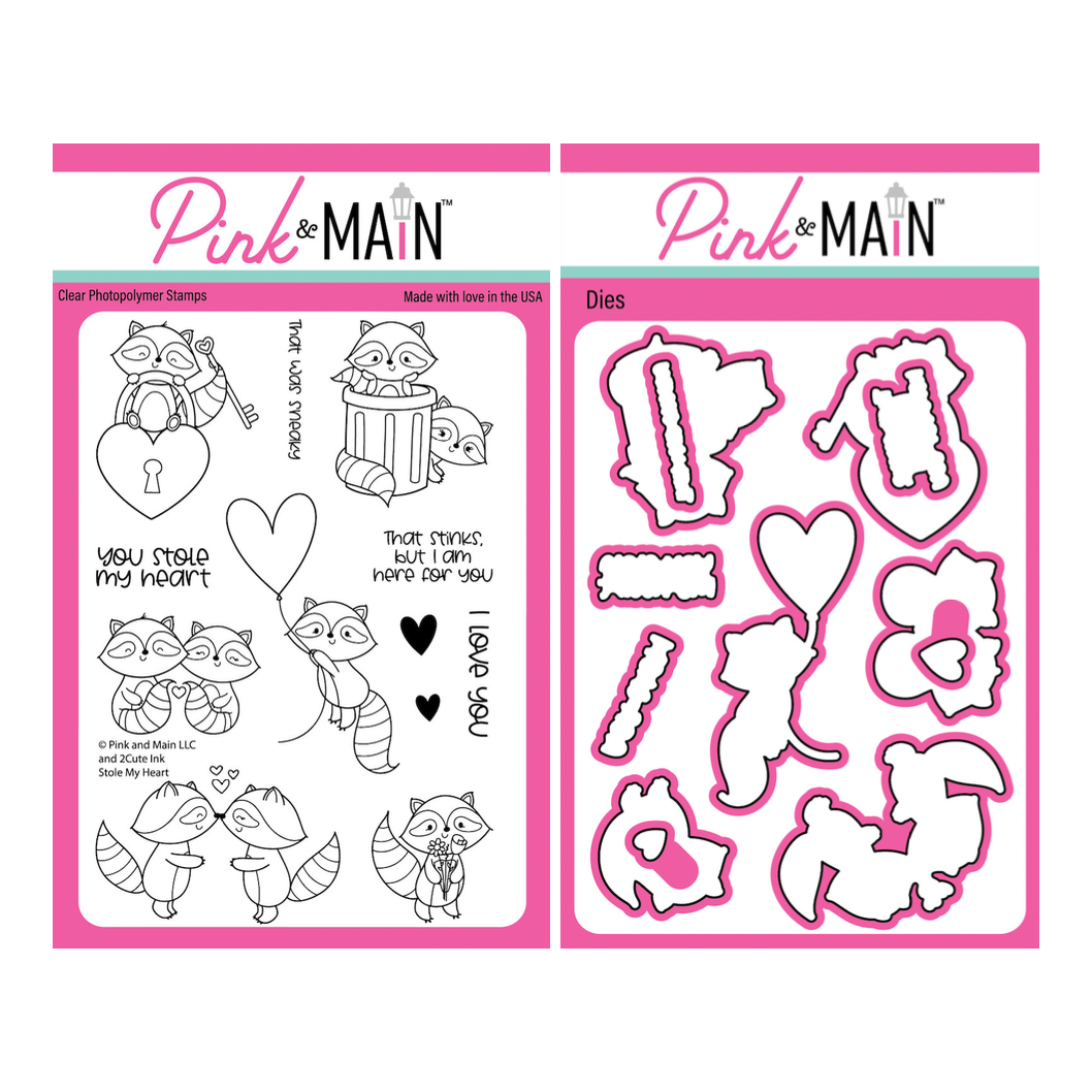 Pink and Main Stole My Heart Clear Stamp and Die Set