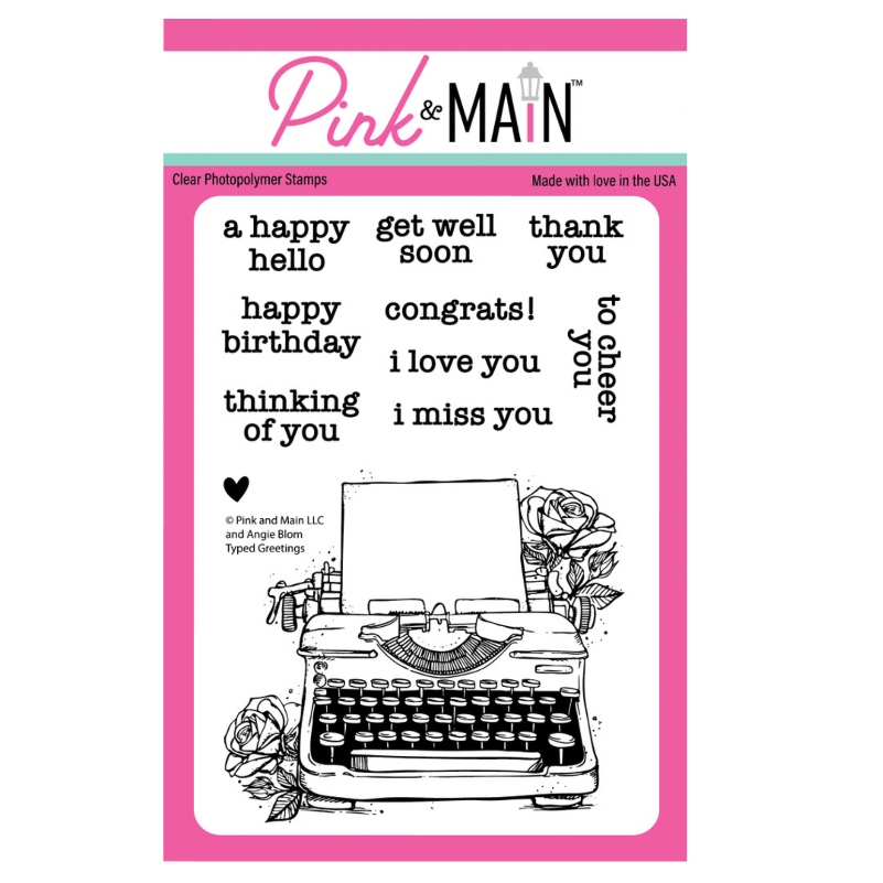 Pink and Main Typed Greetings Clear Stamp and Die Set image 1