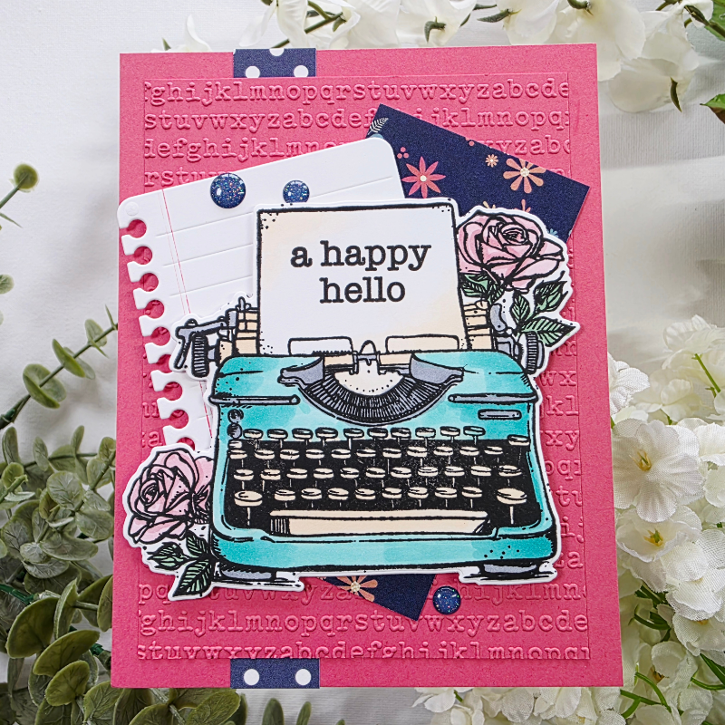 Pink and Main Typewriter Foilables Panels pmf400 a happy hello