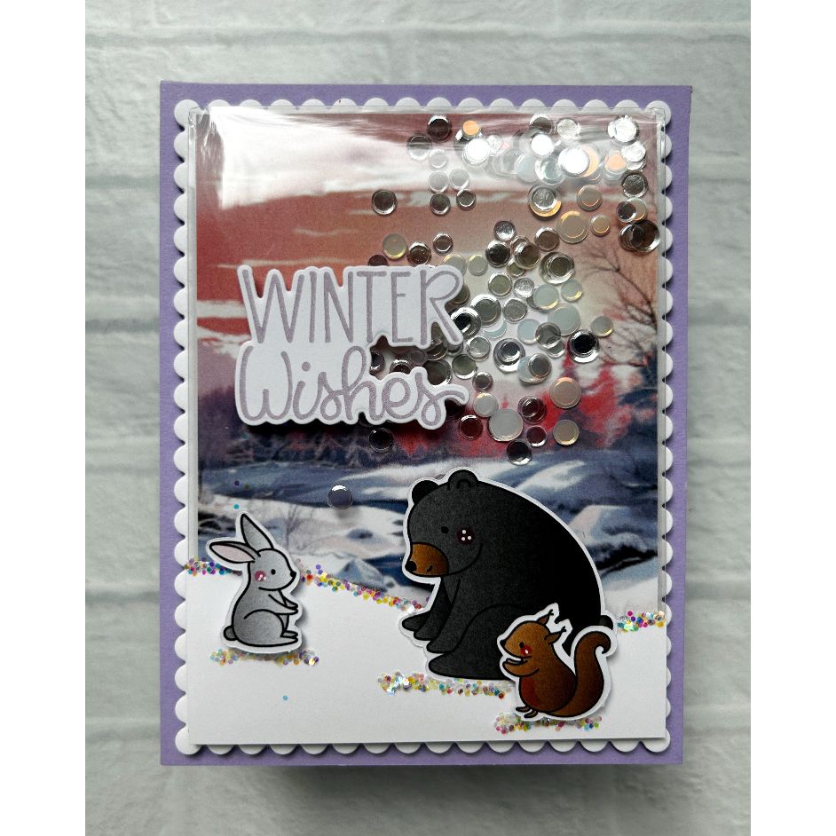Pink and Main Winter Pals Dies pnm797 shaker card