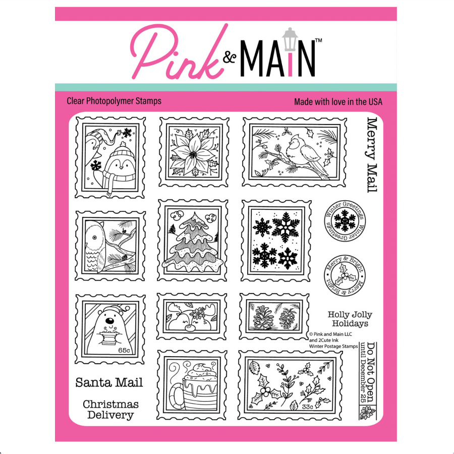 Pink and Main Winter Postage Clear Stamp and Postage Stamp Die Set image 1