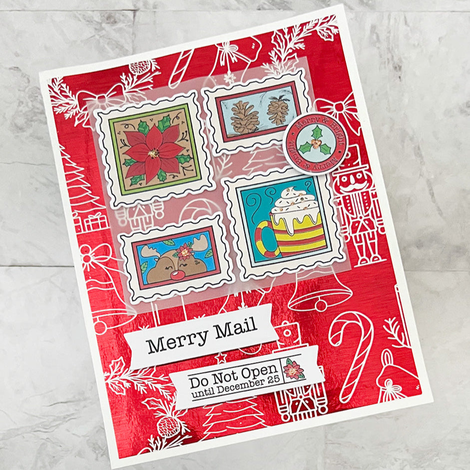 Pink and Main Winter Postage Clear Stamp and Postage Stamp Die Set merry mail