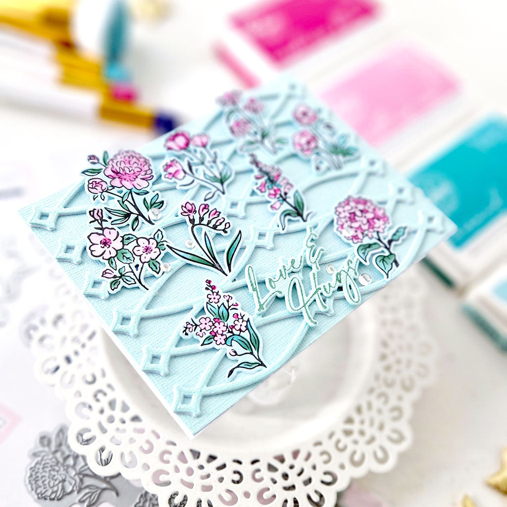 Pinkfresh Studio Beautiful Botanicals Cling Stamp 264524 Love And Hugs Card | color-code:ALT03