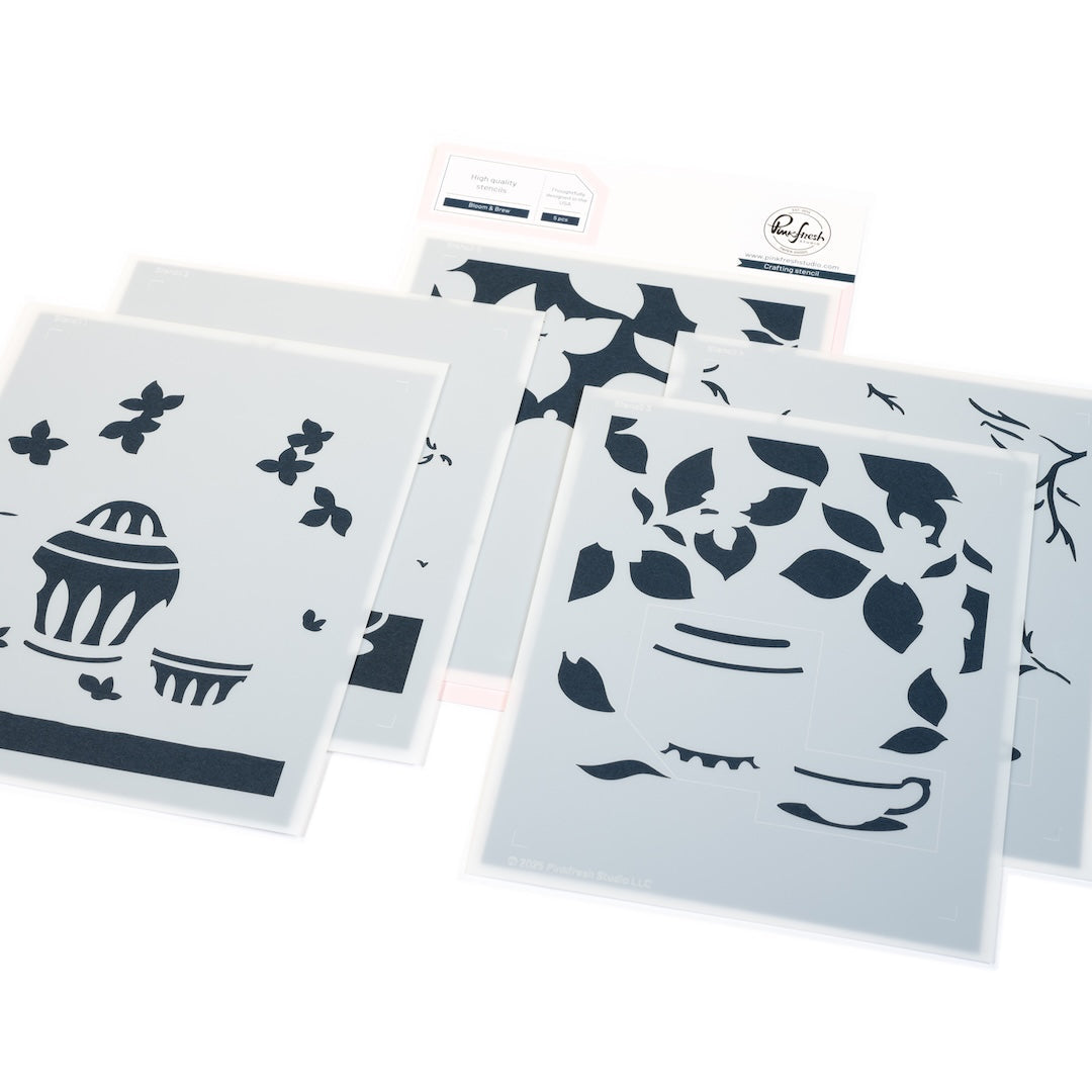 Pinkfresh Studio Bloom And Brew Stencils 306625