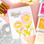 Pinkfresh Studio Bloomsmith Florals Stencils 312625 Thanks For Showing Up With Heart Card
