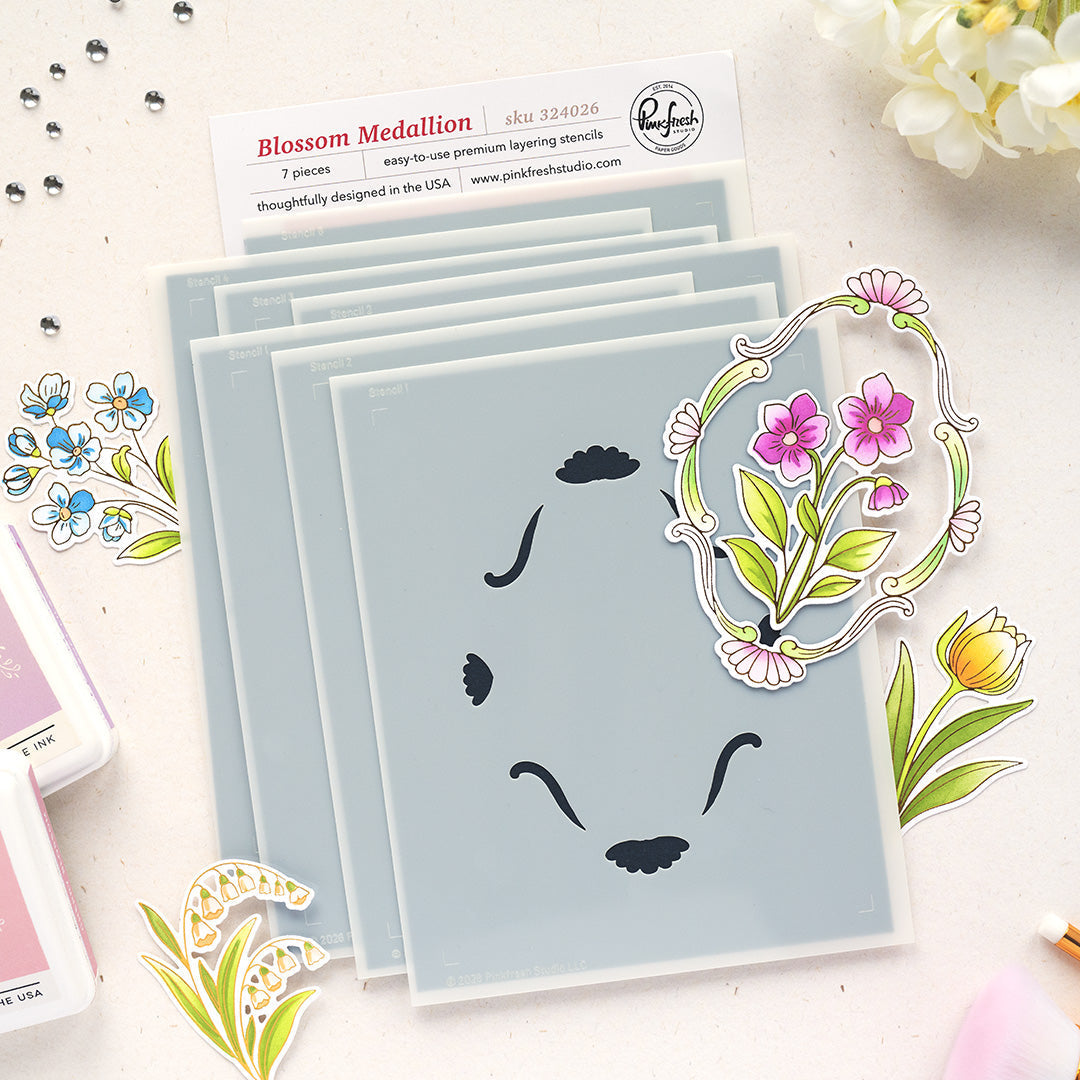 Pinkfresh Studio Blossom Medallion Stencils 324026