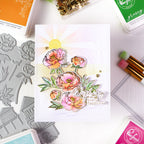 Pinkfresh Studio Blushing Blooms Clear Stamps 283225 Floral Wishing You Every Happiness Card
