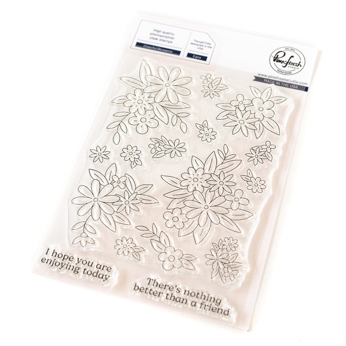 Pinkfresh Studio Cheerful Blossoms Clear Stamps 262724