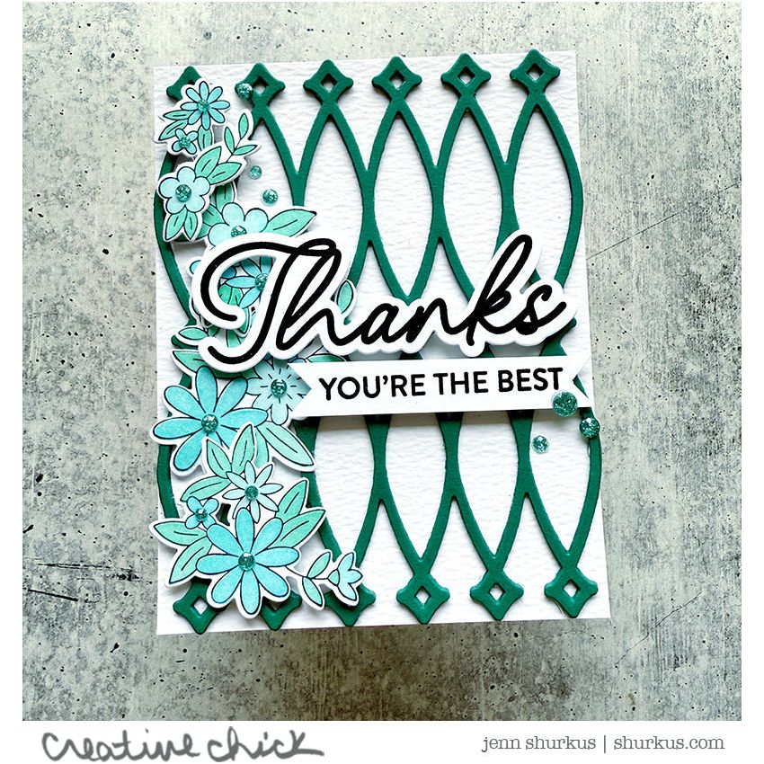 Pinkfresh Studio Cheerful Blossoms Stencils 262924 Thank You Card | color-code:ALT03