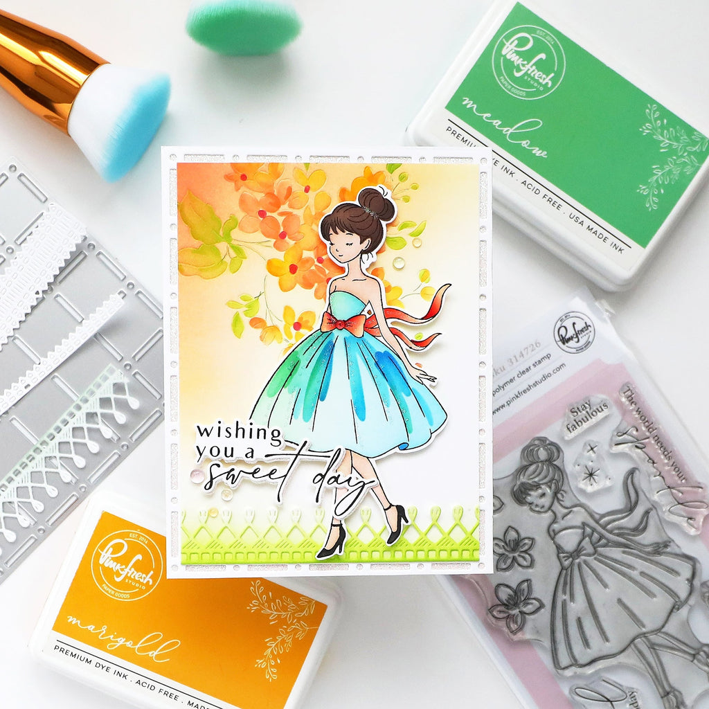 Pinkfresh Studio Couture Grace Clear Stamps 314726 Wishing You A Sweet Day Card