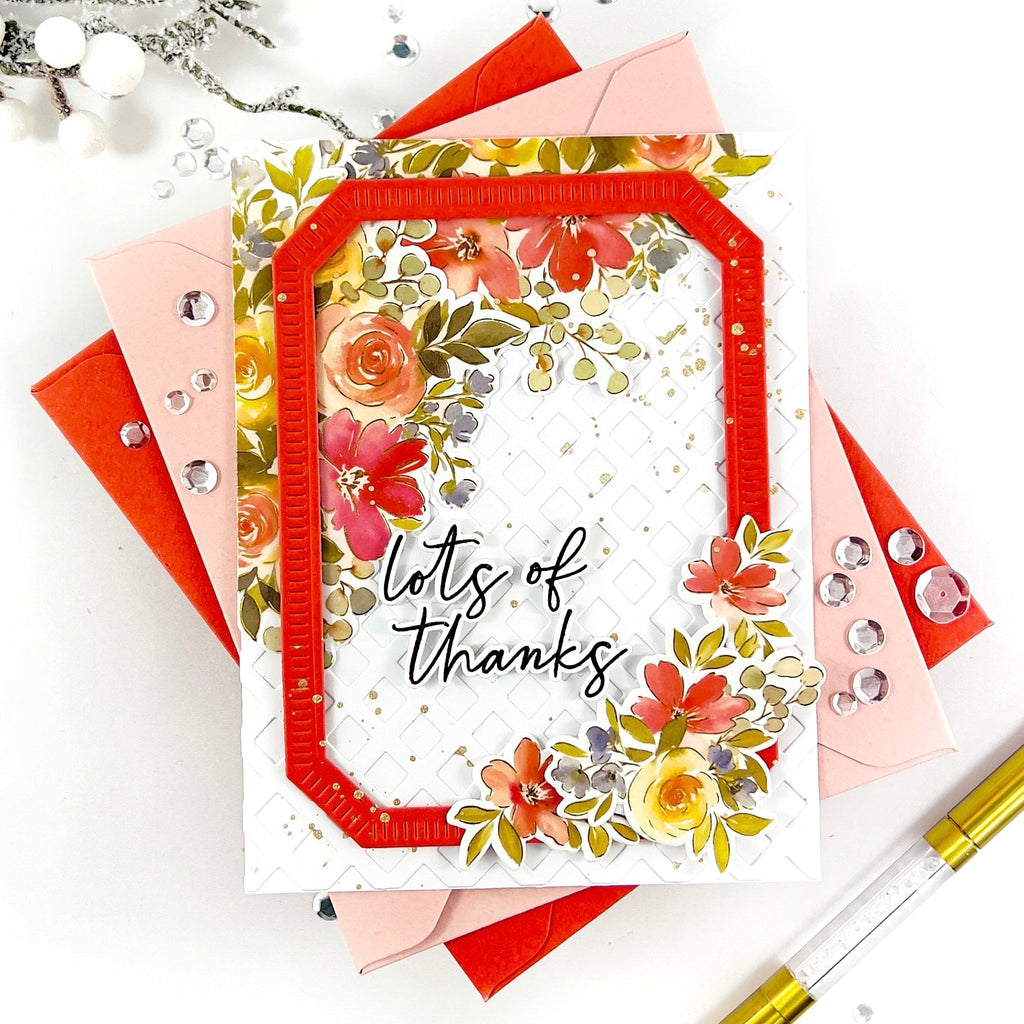 Pinkfresh Studio Cozy Blooms Washi 246224 Thanks Card