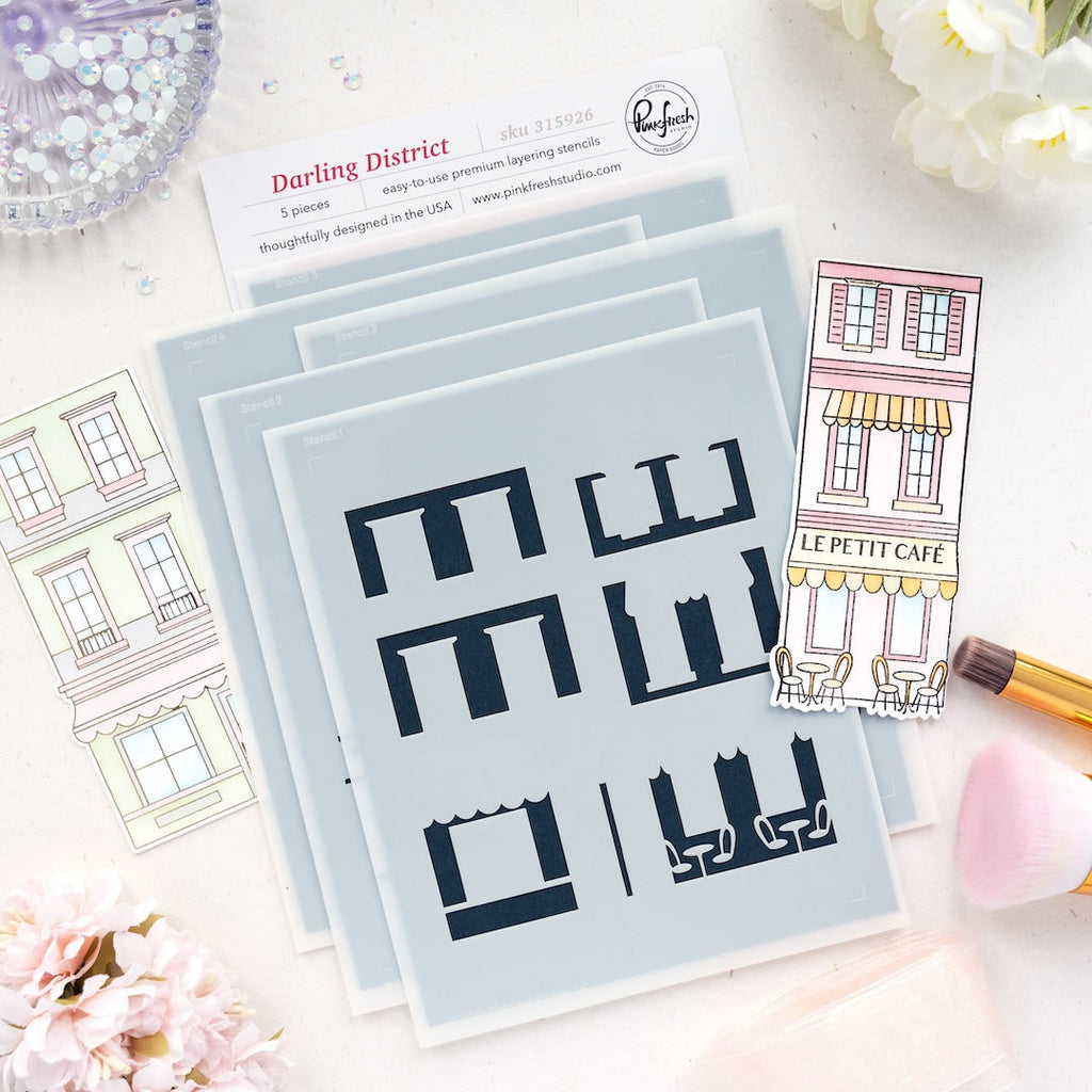 Pinkfresh Studio Darling District Stencils 315926