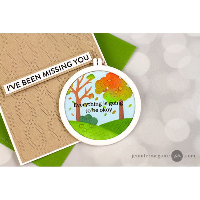 Pinkfresh Studio Embroidery Hoops Dies 266825 Everything Is Going To Be Okay Card | color-code:ALT03