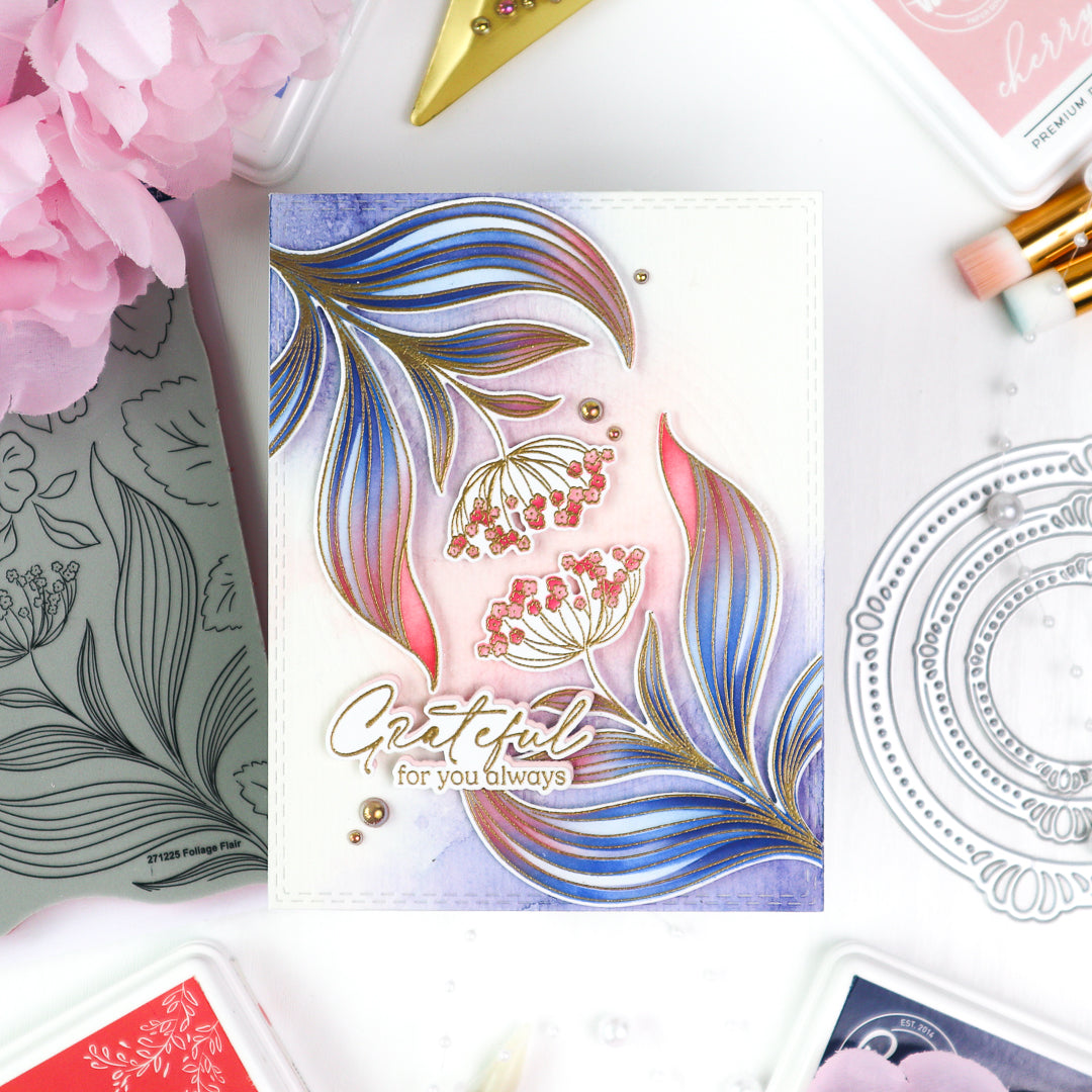 Pinkfresh Studio Essentials Double Stitched Rectangles Dies pf178es Grateful For You Always Card