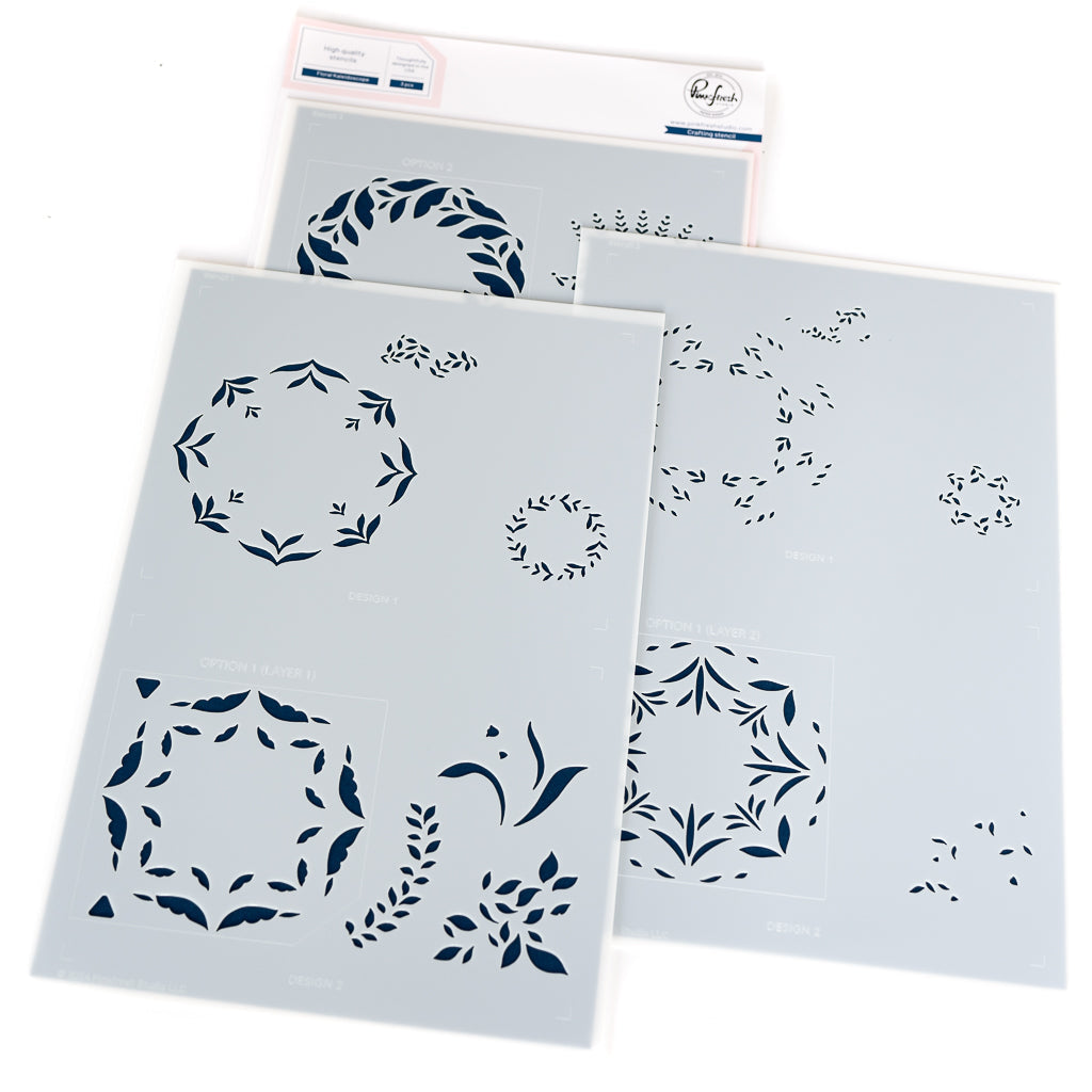 Pinkfresh Studio Floral Kaleidoscope Stencils 266325