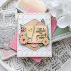 Pinkfresh Studio Floral Tale Stencils 309925 Take A Moment For Yourself Card