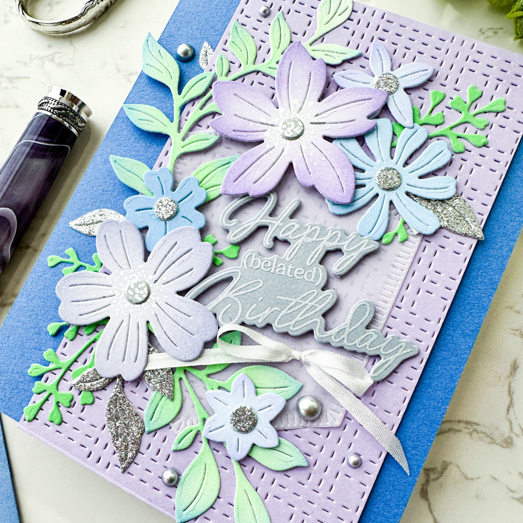 Pinkfresh Studio Fresh Florals Die 268025 Belated Birthday Card | color-code:ALT01