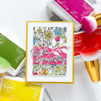 Pinkfresh Studio Garden Medley Stamp Die Stencils And Press Plate Bundle With Sympathy Card