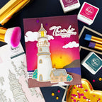 Pinkfresh Studio Guiding Light Stamps Dies Stencils And Press Plates Bundle Thanks For Always Showing The Way Card