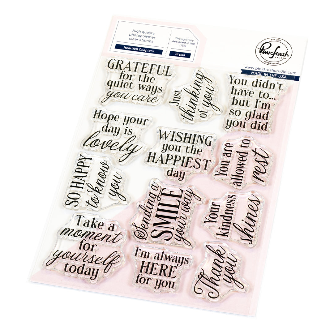 Pinkfresh Studio Heartfelt Chapters Clear Stamps 310025