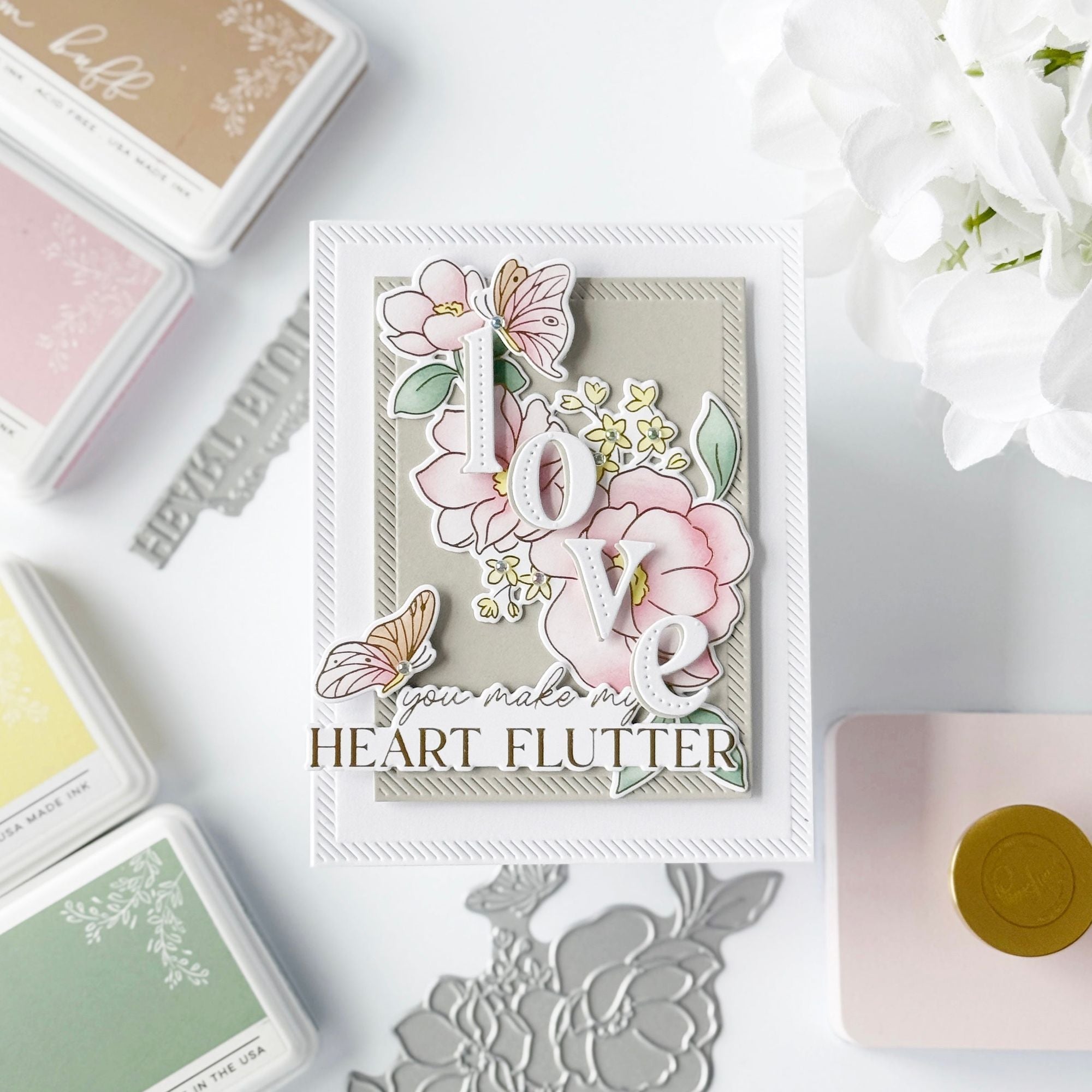 Pinkfresh Studio Jody Alpha Dies Bundle Love Card