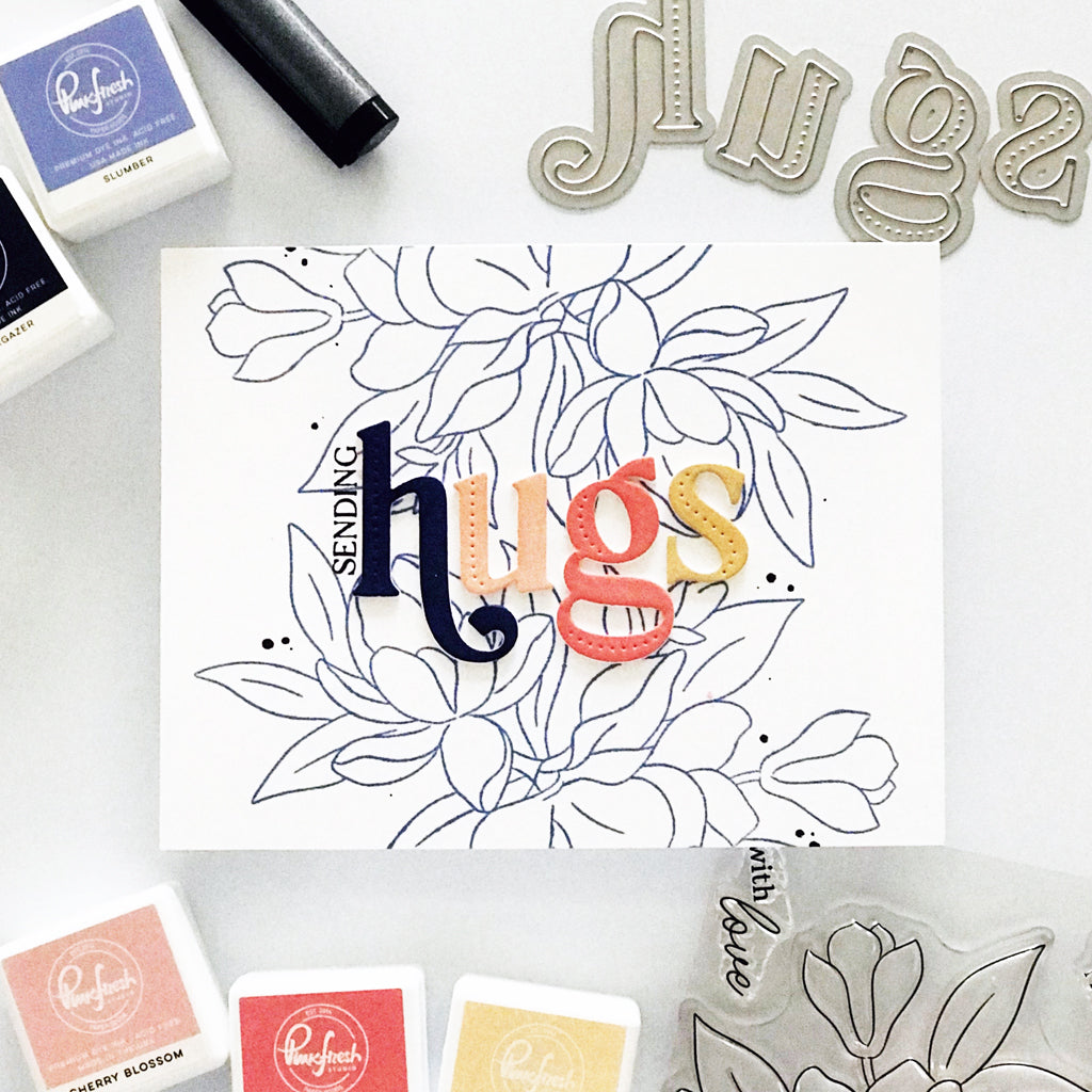 Pinkfresh Studio Jody Alpha Dies Bundle Sending Hugs Card