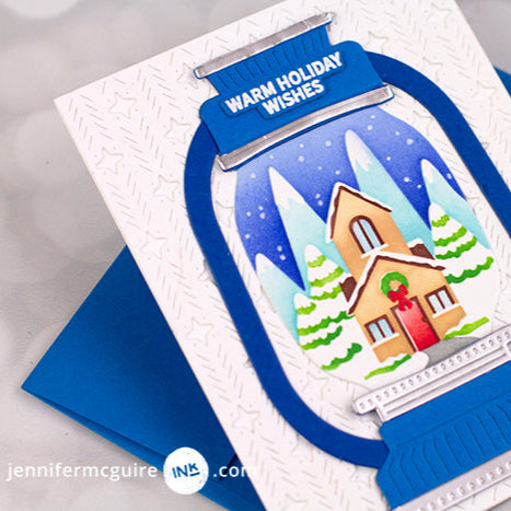 Pinkfresh Studio Lantern Landscapes Dies And Stencils Bundle Warm Holiday Wishes Card | color-code:ALT02